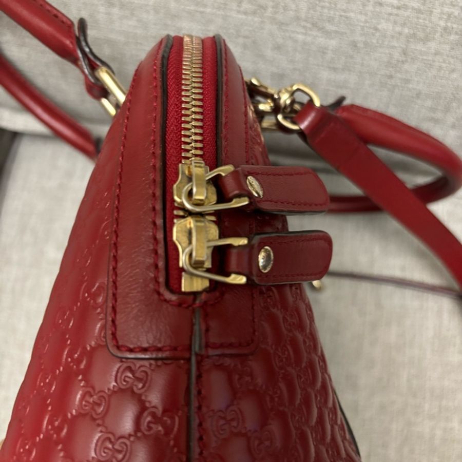 Gucci牛皮壓紋手提斜背貝殼包-4