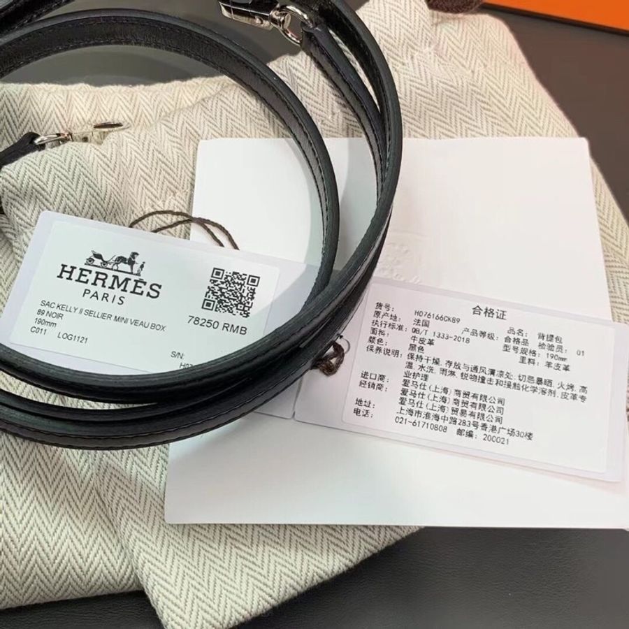 Hermes愛馬仕mini Kelly二代黑色box皮銀扣U刻-5