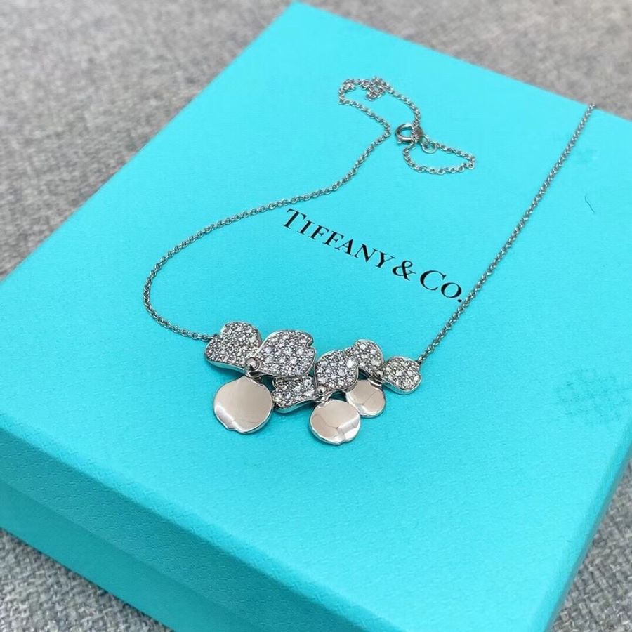 tiffany 蒂芙尼 花韻白金鑽項鍊-2