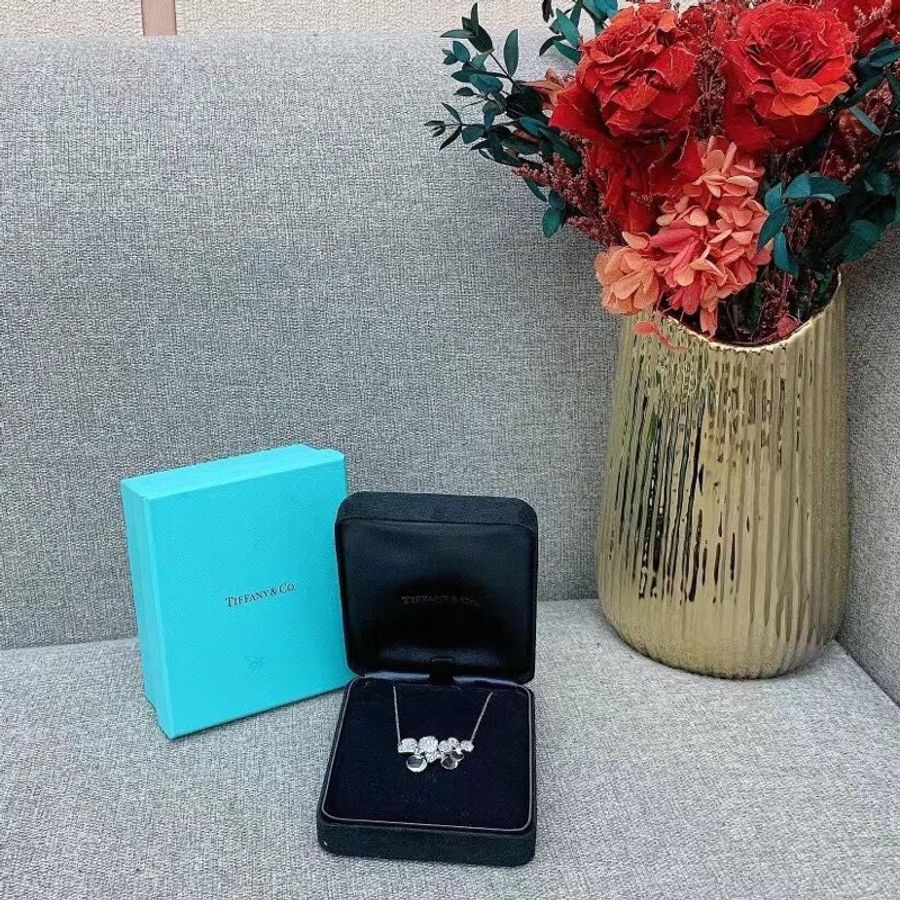 tiffany 蒂芙尼 花韻白金鑽項鍊-7