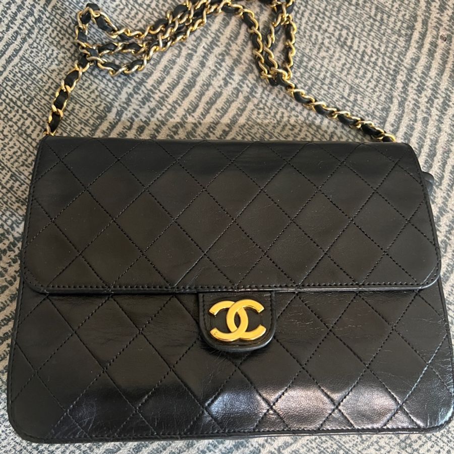 Chanel vintage 鏈條包 K金五金 神美老香包-0