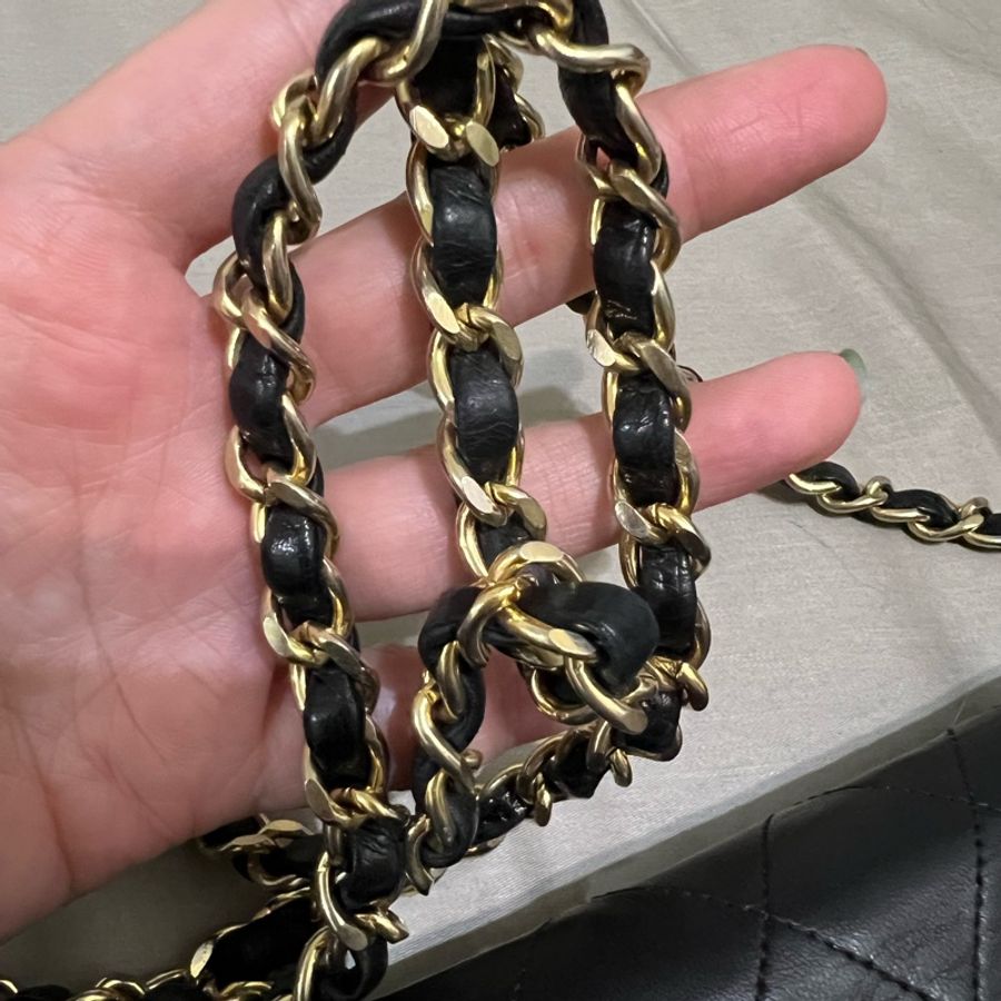 Chanel vintage 鏈條包 K金五金 神美老香包-23