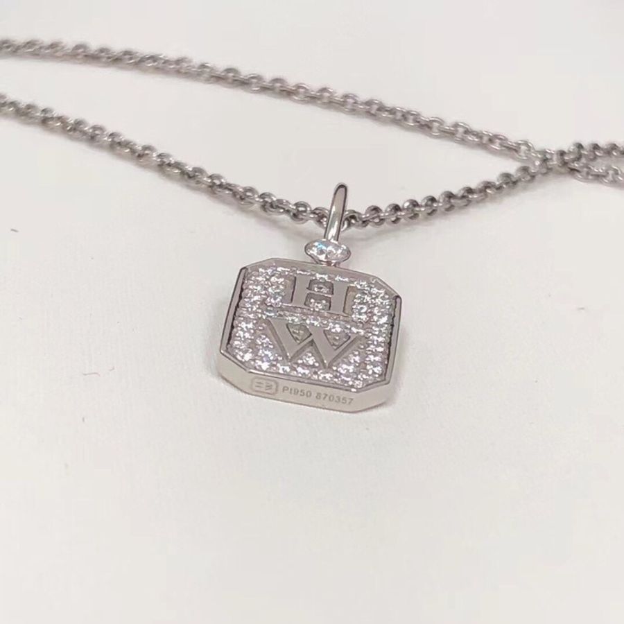 harry winston 海瑞溫斯頓白金滿鑽香水瓶項鍊大號-4