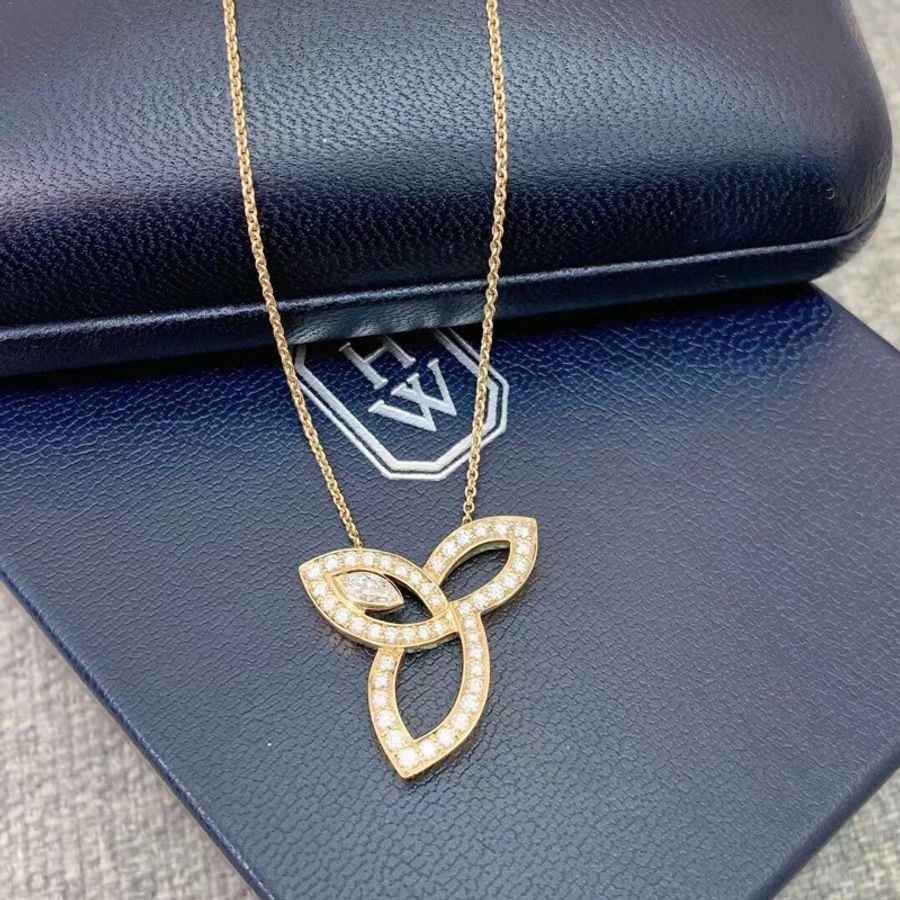 海瑞溫斯頓HarryWinston Lily cluster大號黃金滿鑽項鍊-0