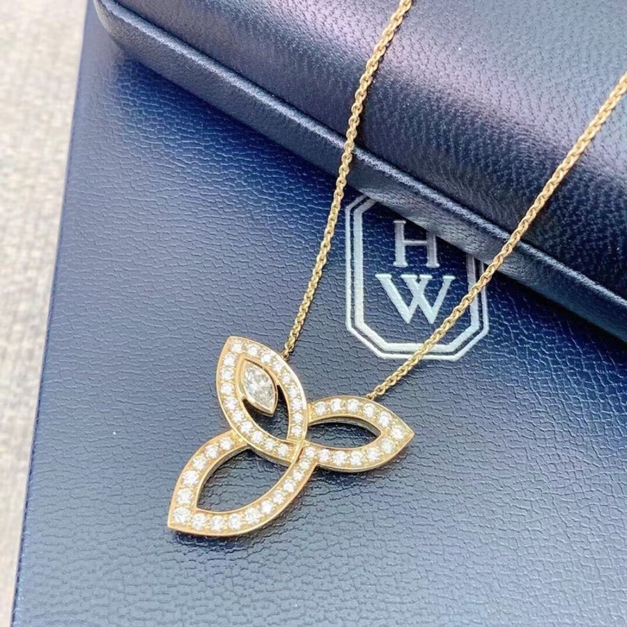 海瑞溫斯頓HarryWinston Lily cluster大號黃金滿鑽項鍊-1