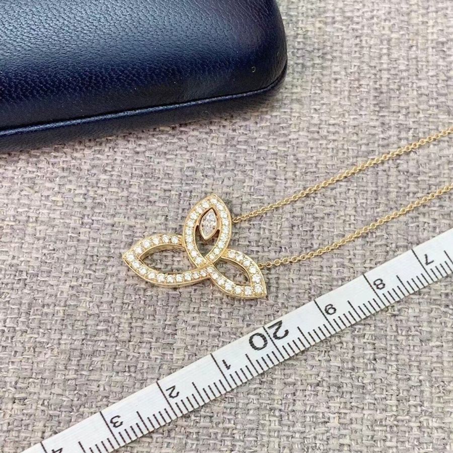 海瑞溫斯頓HarryWinston Lily cluster大號黃金滿鑽項鍊-3