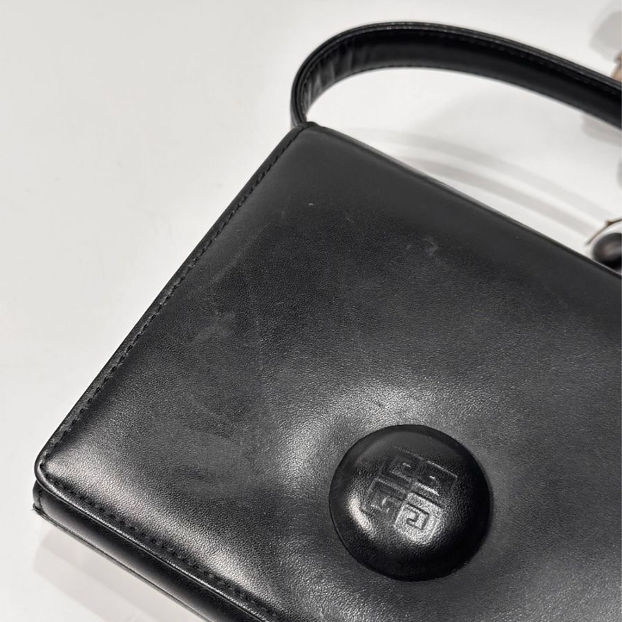 Givenchy vintage 日本二手 中古復古古董 黑色皮革 手提包 肩背包 側背包-14