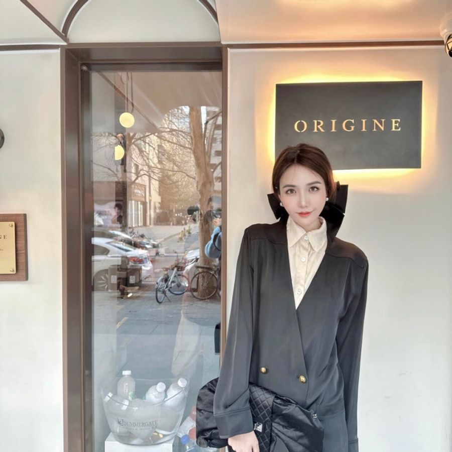 售出欣賞Chanel vintage黑色緞面蝴蝶結款2.55扣鏈包-8