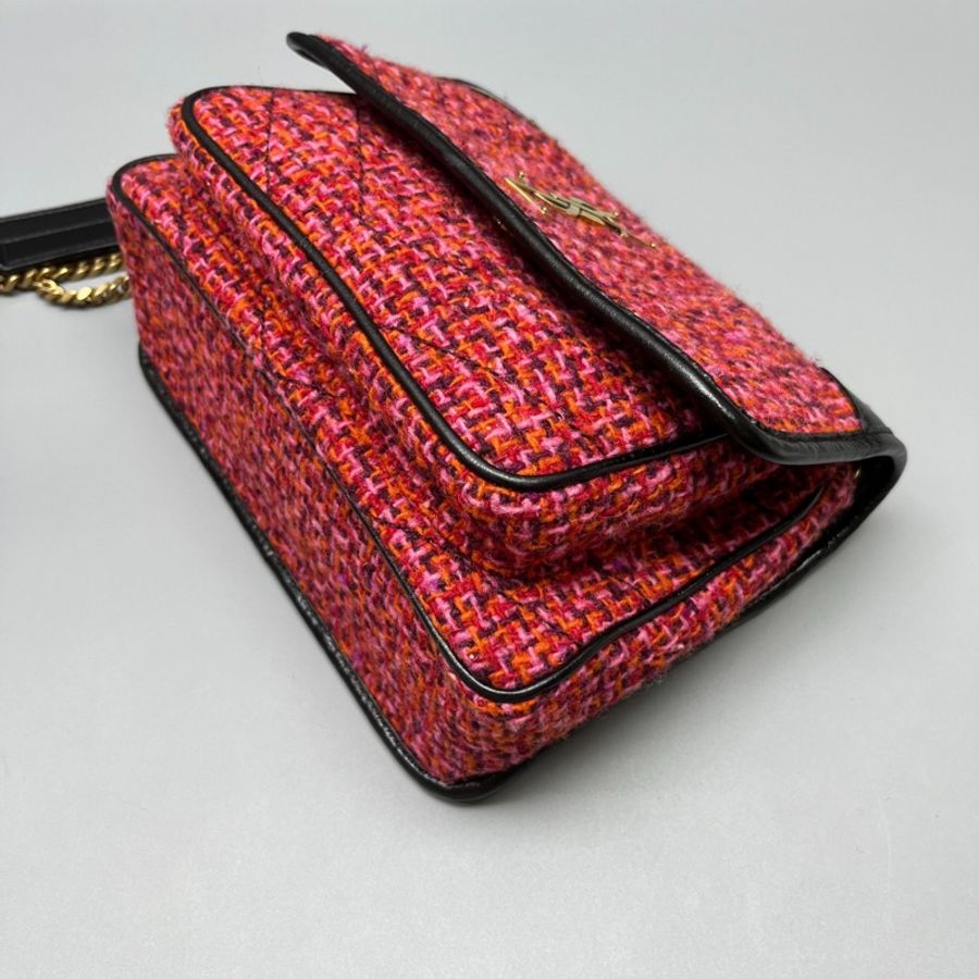 Saint Laurent YSL 粗花呢小號Niki郵差包 帶D扣-4