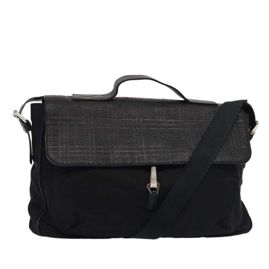 【日本直送】BURBERRY Nova 格紋手提包,皮革尼龍材質,兩用,黑色,正品 bs16211-0