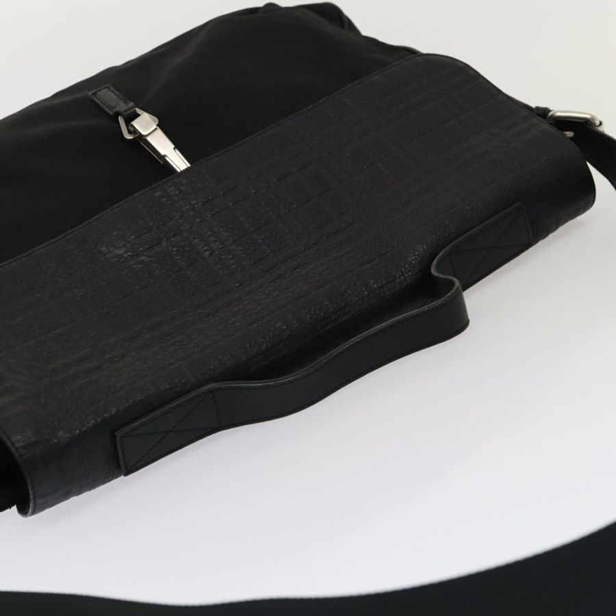 【日本直送】BURBERRY Nova 格紋手提包,皮革尼龍材質,兩用,黑色,正品 bs16211-5