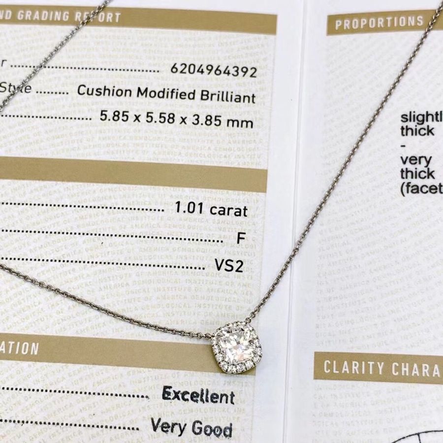 Harry Winston 海瑞溫斯頓1克拉豪華鑲嵌項鍊,主鑽1.01ct,顏色f,淨度vs2-1