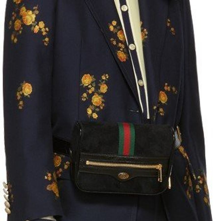 GUCCI 古馳GG Supreme 經典Ophidia 絨面 腰包肩背/胸背包 腰包 黑色 85公分-7