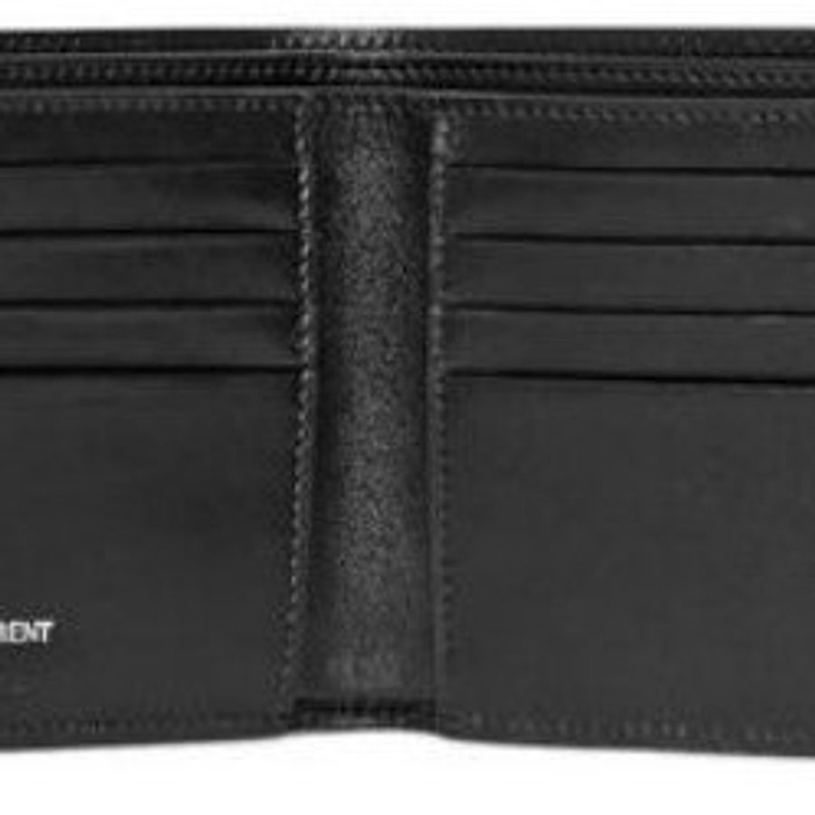 YSL 聖羅蘭 Saint Laurent LOGO設計 小牛皮 對折短夾-6