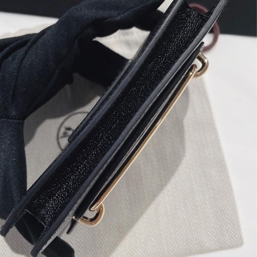 Hermes roulis slim 黑色 山羊皮 淡金釦-9