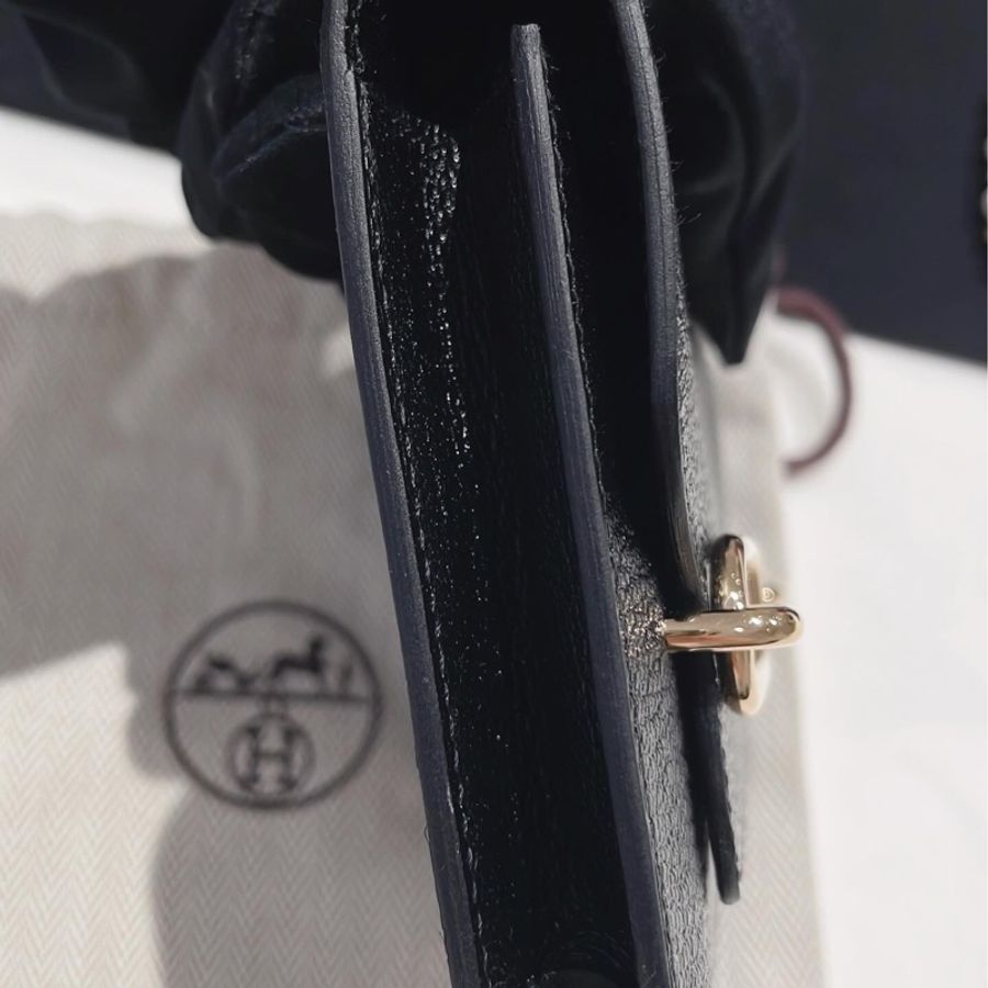 Hermes roulis slim 黑色 山羊皮 淡金釦-11