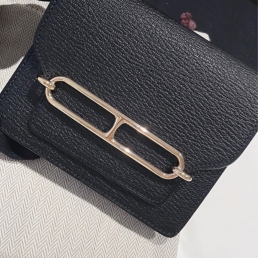 Hermes roulis slim 黑色 山羊皮 淡金釦-14