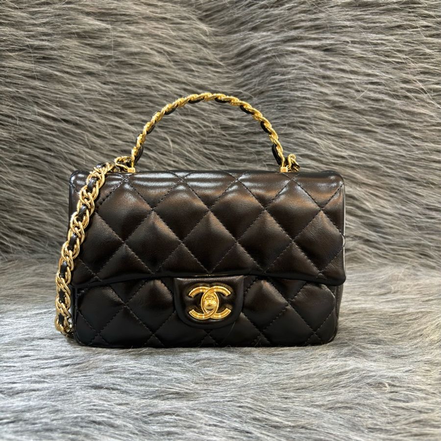 CHANEL AS4023 黑皮 金釦 coco 手提包 handle 斜背包-0