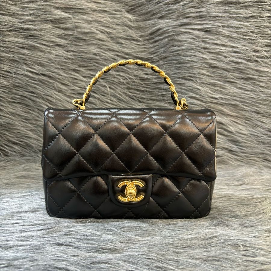 CHANEL AS4023 黑皮 金釦 coco 手提包 handle 斜背包-1