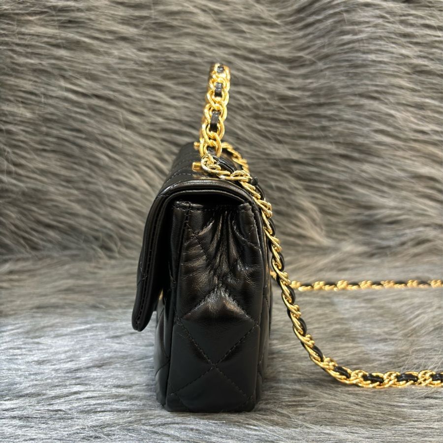 CHANEL AS4023 黑皮 金釦 coco 手提包 handle 斜背包-4