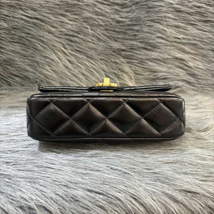 CHANEL AS4023 黑皮 金釦 coco 手提包 handle 斜背包-5