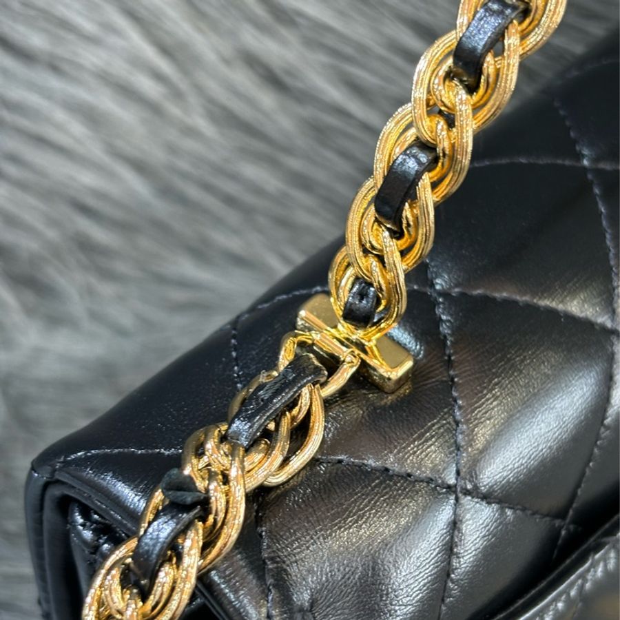 CHANEL AS4023 黑皮 金釦 coco 手提包 handle 斜背包-16