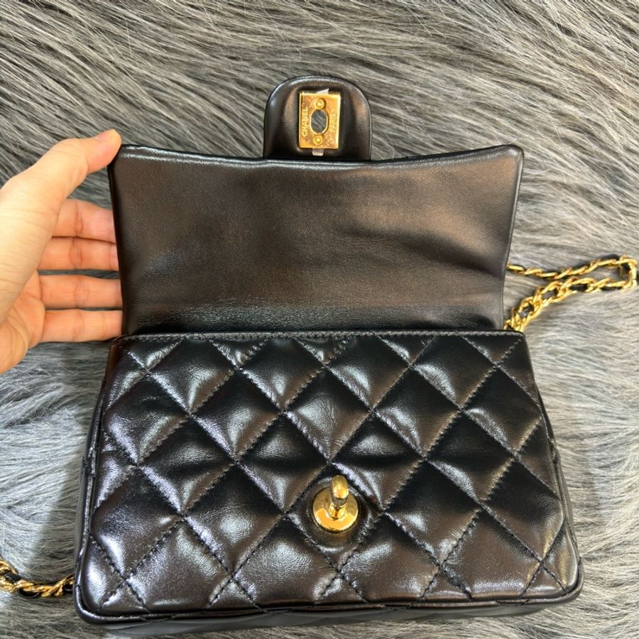 CHANEL AS4023 黑皮 金釦 coco 手提包 handle 斜背包-20