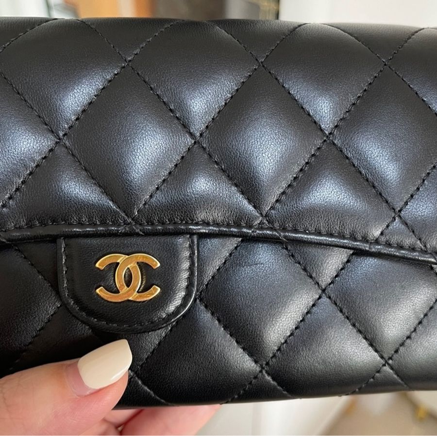Chanel 小羊皮經典口蓋長夾 香奈兒-10