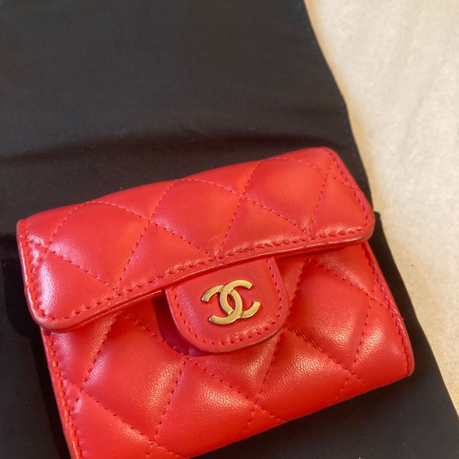 Chanel card holder香奈兒經典卡夾 雙層卡包 珊瑚橘-5