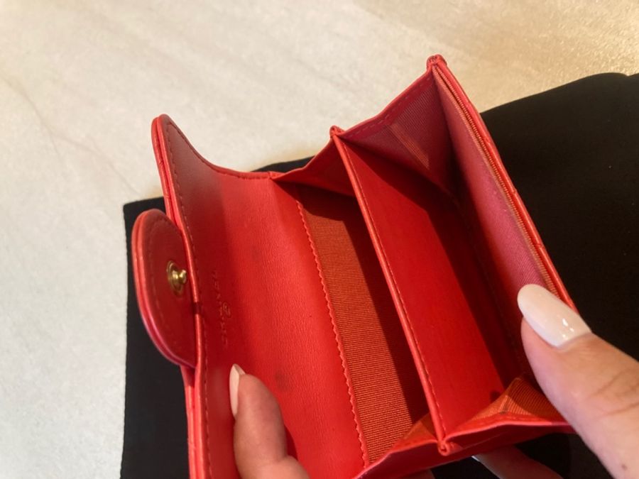 Chanel card holder香奈兒經典卡夾 雙層卡包 珊瑚橘-8