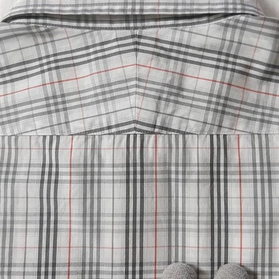 絕版正品BURBERRY 博柏利 BLACK LABEL 黑標 男格紋純棉七分袖襯衫2號-3