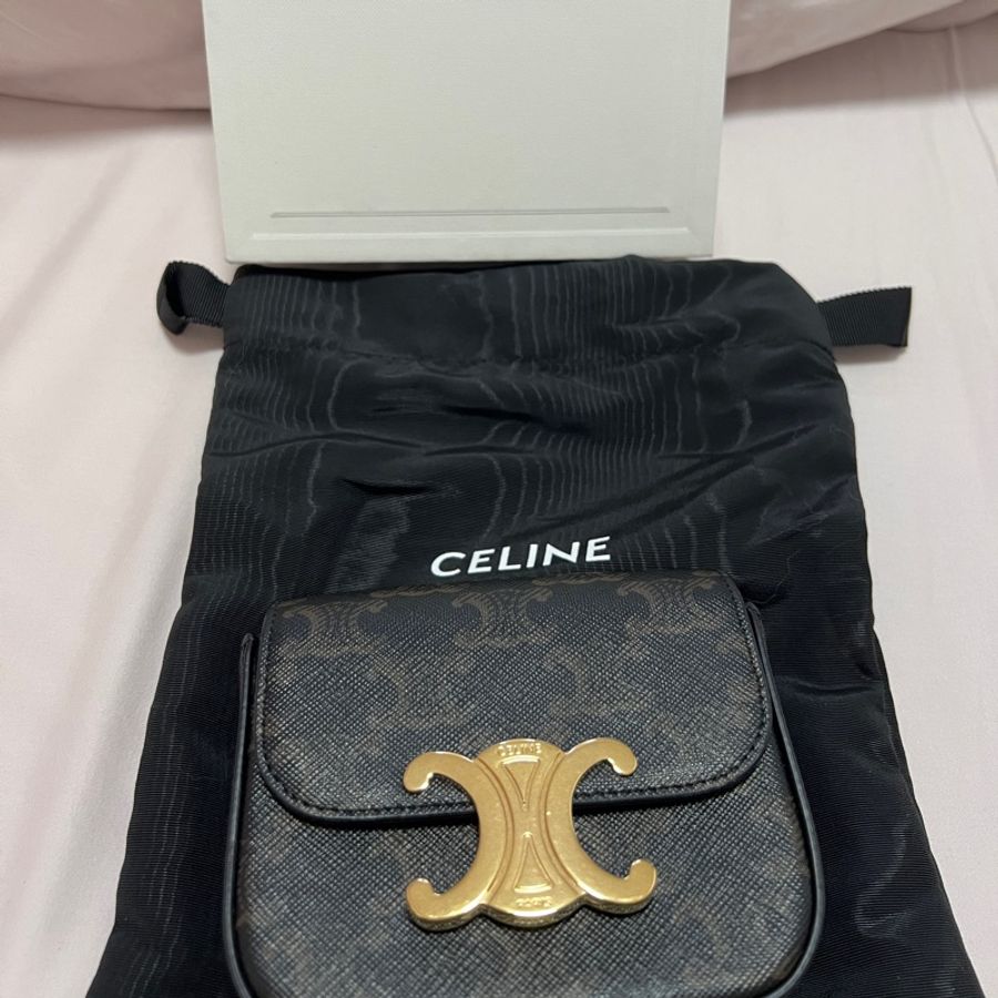 Celine CLAUDE迷你標誌印花牛皮革手袋-1