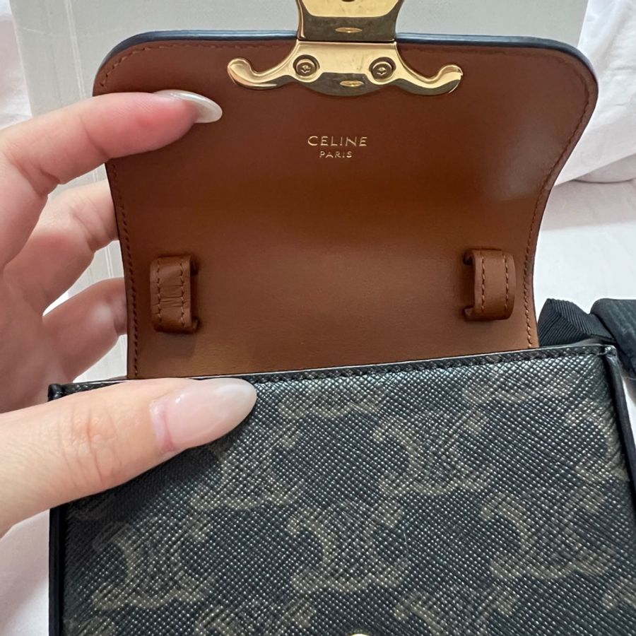 Celine CLAUDE迷你標誌印花牛皮革手袋-10