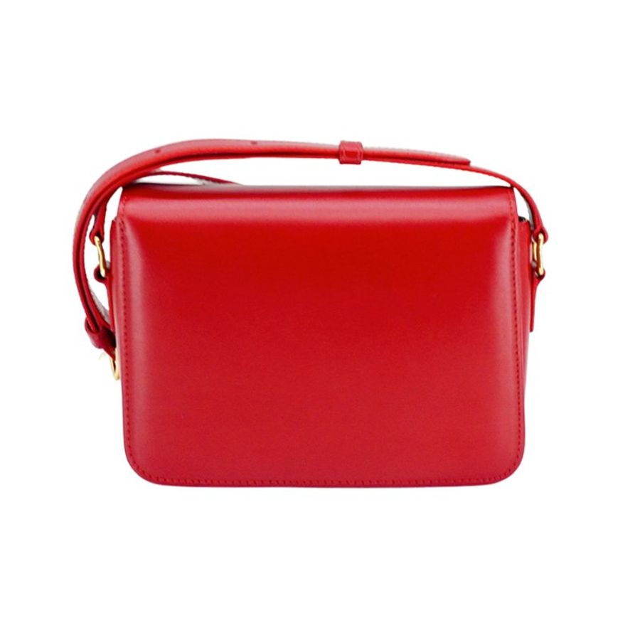 Celine 展示品 Triomphe 亮澤牛皮凱旋門斜背包(紅)-2