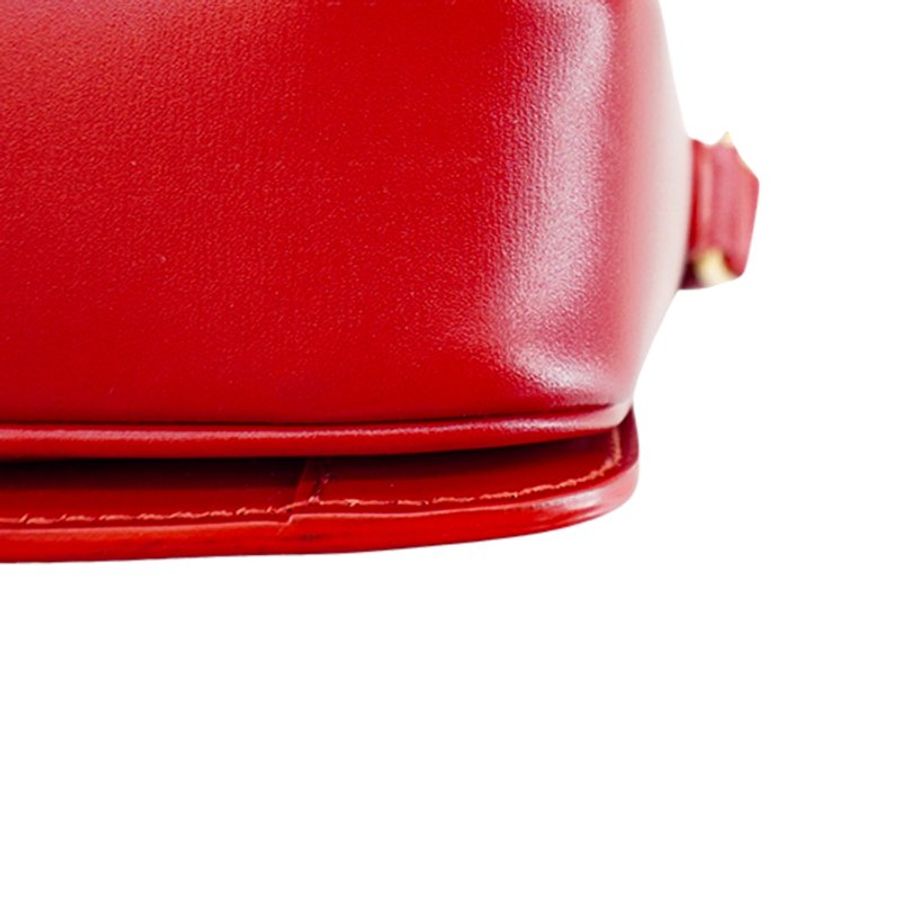 Celine 展示品 Triomphe 亮澤牛皮凱旋門斜背包(紅)-7
