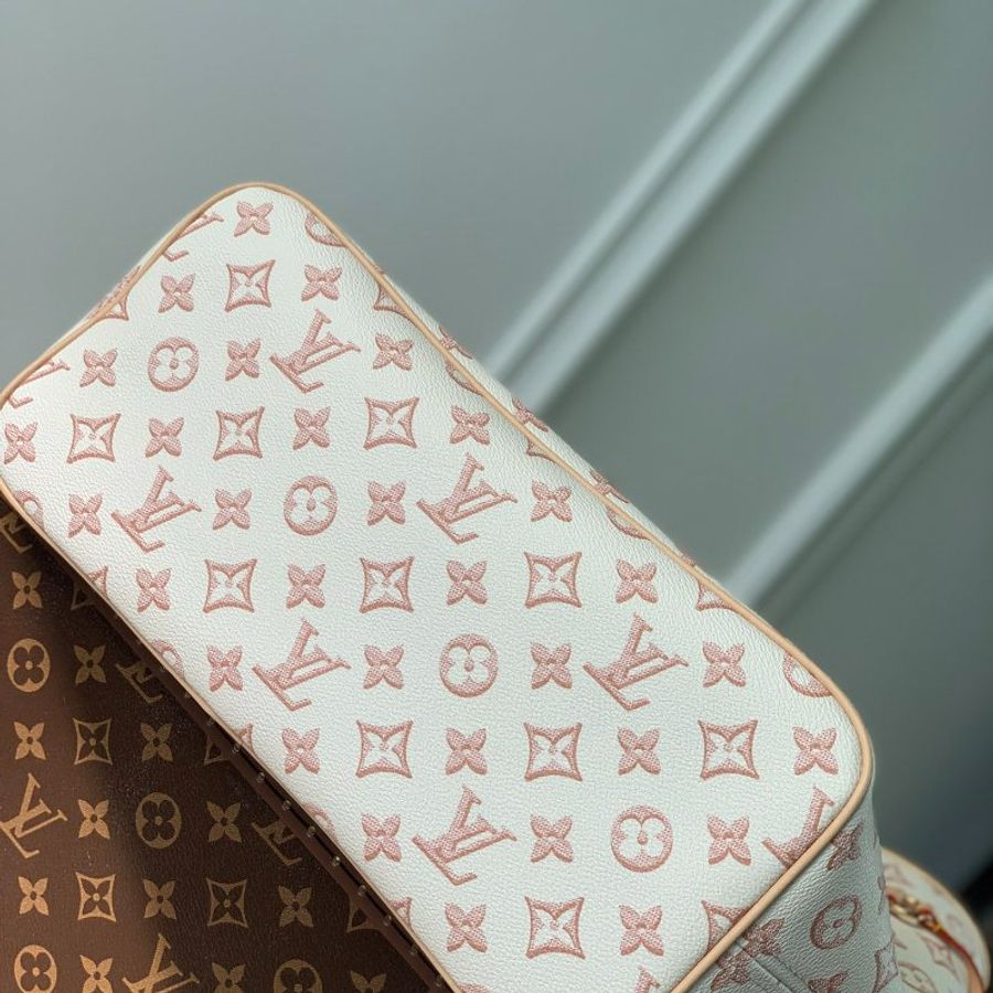 全新 未拆 LV Louis Vuitton路易威登 M20921經典Neverfull MM Monogram花紋牛皮手提/肩背托特包(奶油白色)-3