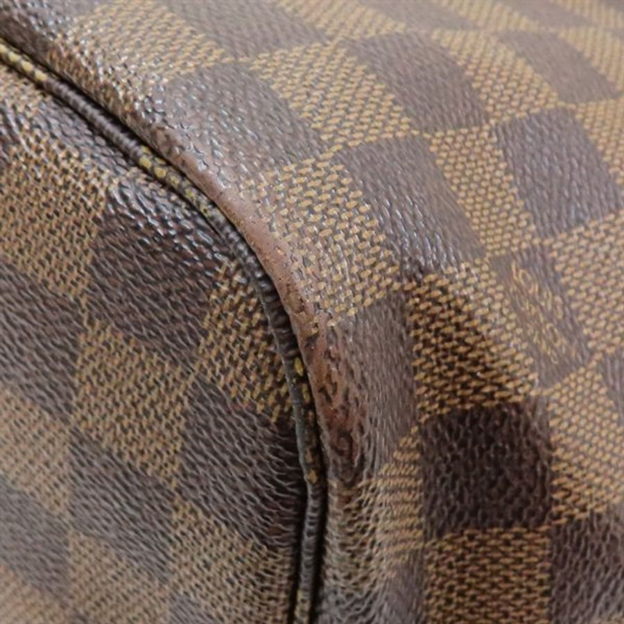 九成新 LOUIS VUITTON LV 棕色 棋盤格 PVC塗層帆布 Neverfull MM 托特包 N41358-10