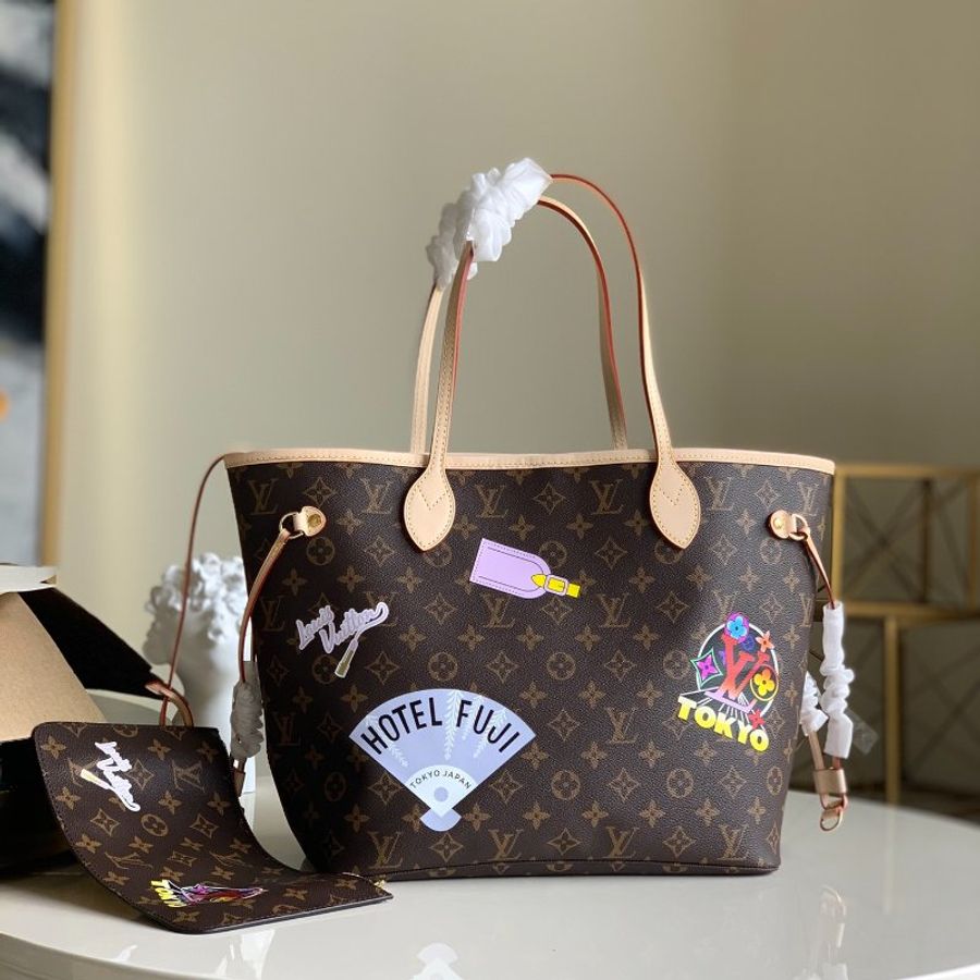全新 未拆 Louis Vuitton LV路易威登 Neverfull MM 手提肩背托特包(M40995-米)-0