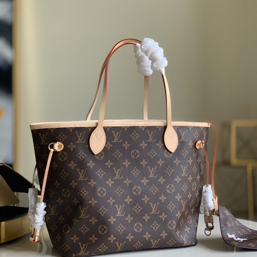 全新 未拆 Louis Vuitton LV路易威登 Neverfull MM 手提肩背托特包(M40995-米)-3