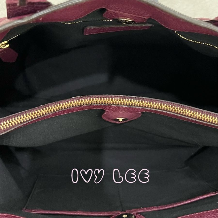 Burberry 紫色皮革和 House Check 帆布橫幅托特包 肩背包 斜背包 二手精品-7