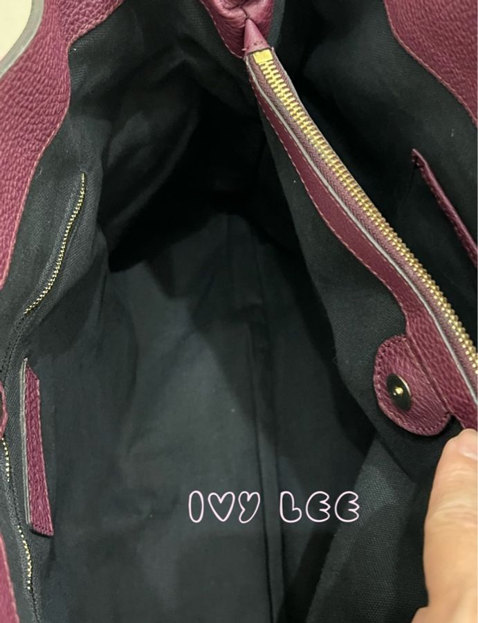 Burberry 紫色皮革和 House Check 帆布橫幅托特包 肩背包 斜背包 二手精品-11