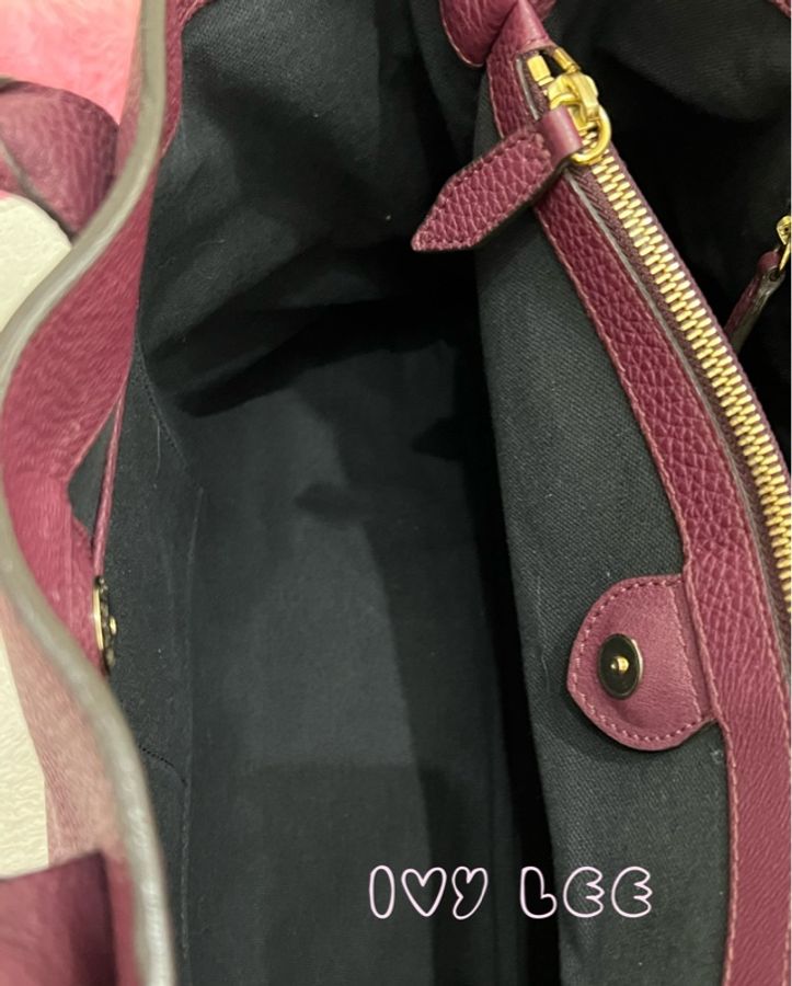Burberry 紫色皮革和 House Check 帆布橫幅托特包 肩背包 斜背包 二手精品-12