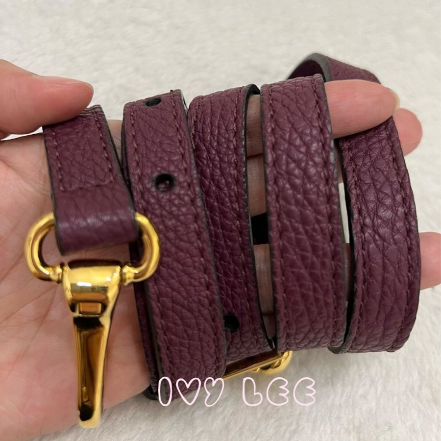 Burberry 紫色皮革和 House Check 帆布橫幅托特包 肩背包 斜背包 二手精品-17