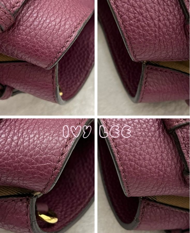 Burberry 紫色皮革和 House Check 帆布橫幅托特包 肩背包 斜背包 二手精品-19
