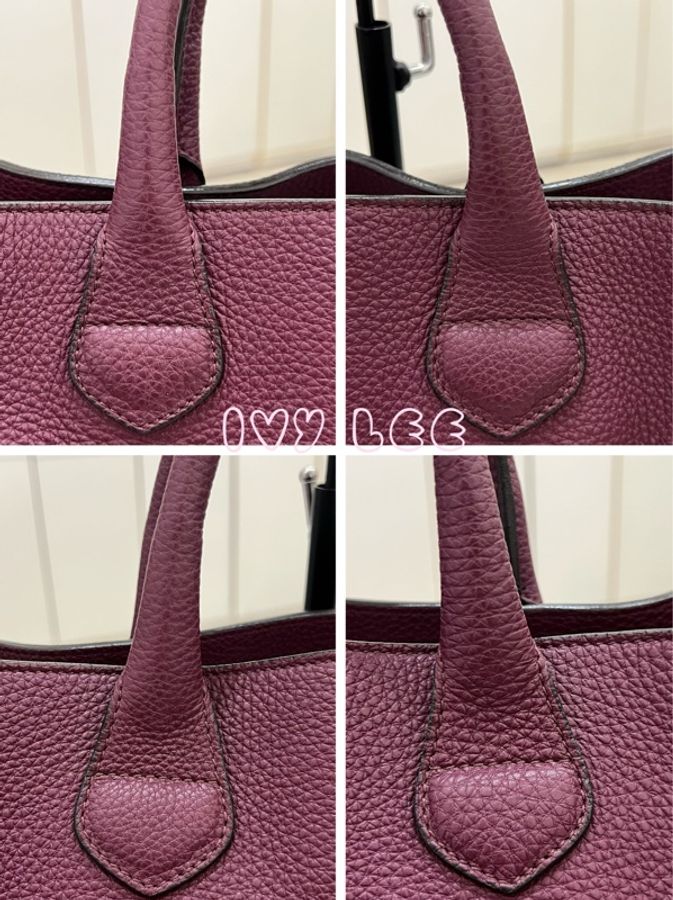 Burberry 紫色皮革和 House Check 帆布橫幅托特包 肩背包 斜背包 二手精品-21