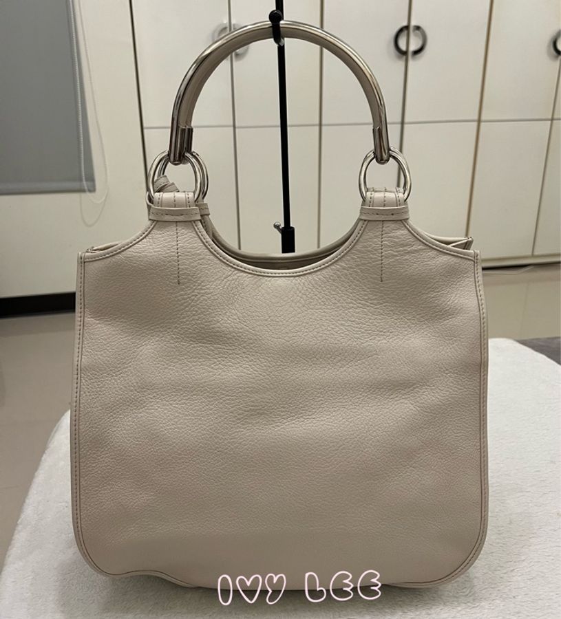 Dior Tooth Bag White Silver Leather 肩背包 手提包 米白色VINTAGE 二手精品-1