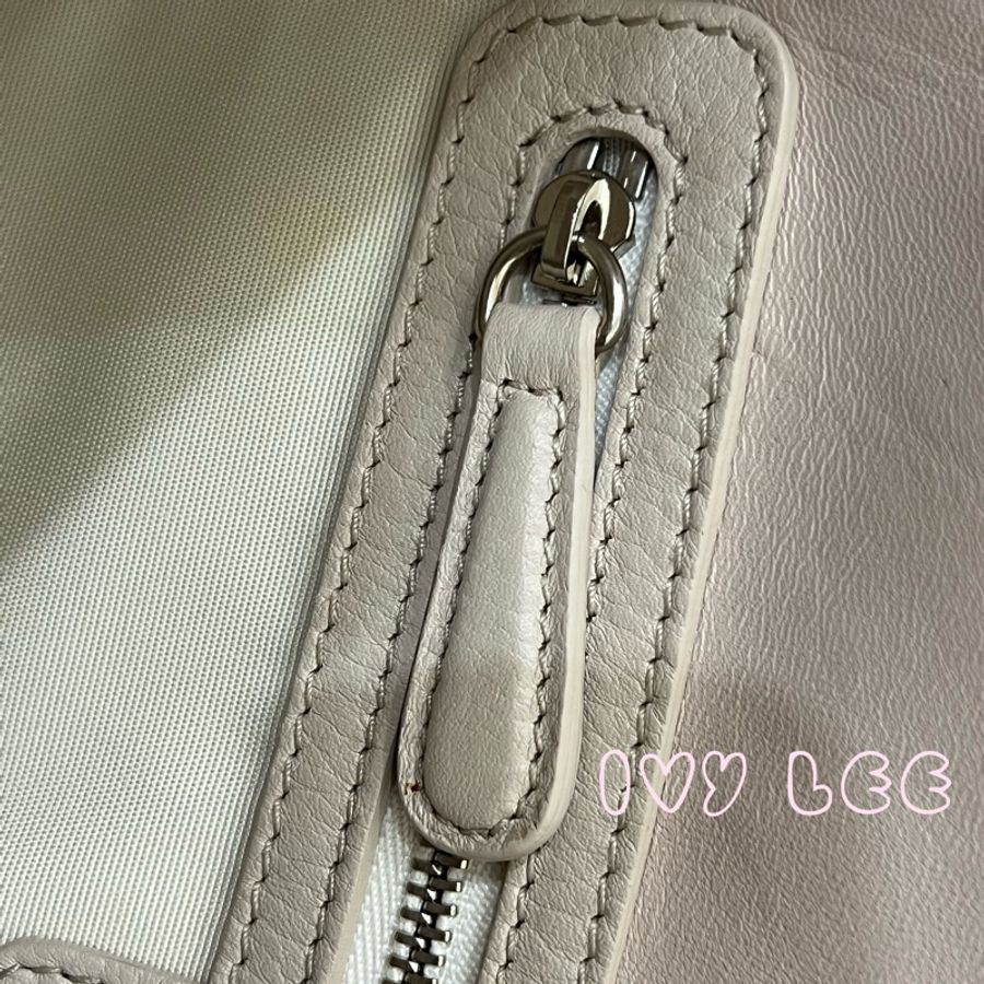 Dior Tooth Bag White Silver Leather 肩背包 手提包 米白色VINTAGE 二手精品-4