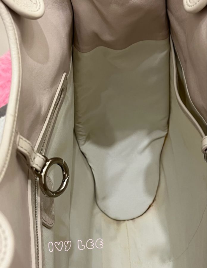 Dior Tooth Bag White Silver Leather 肩背包 手提包 米白色VINTAGE 二手精品-7