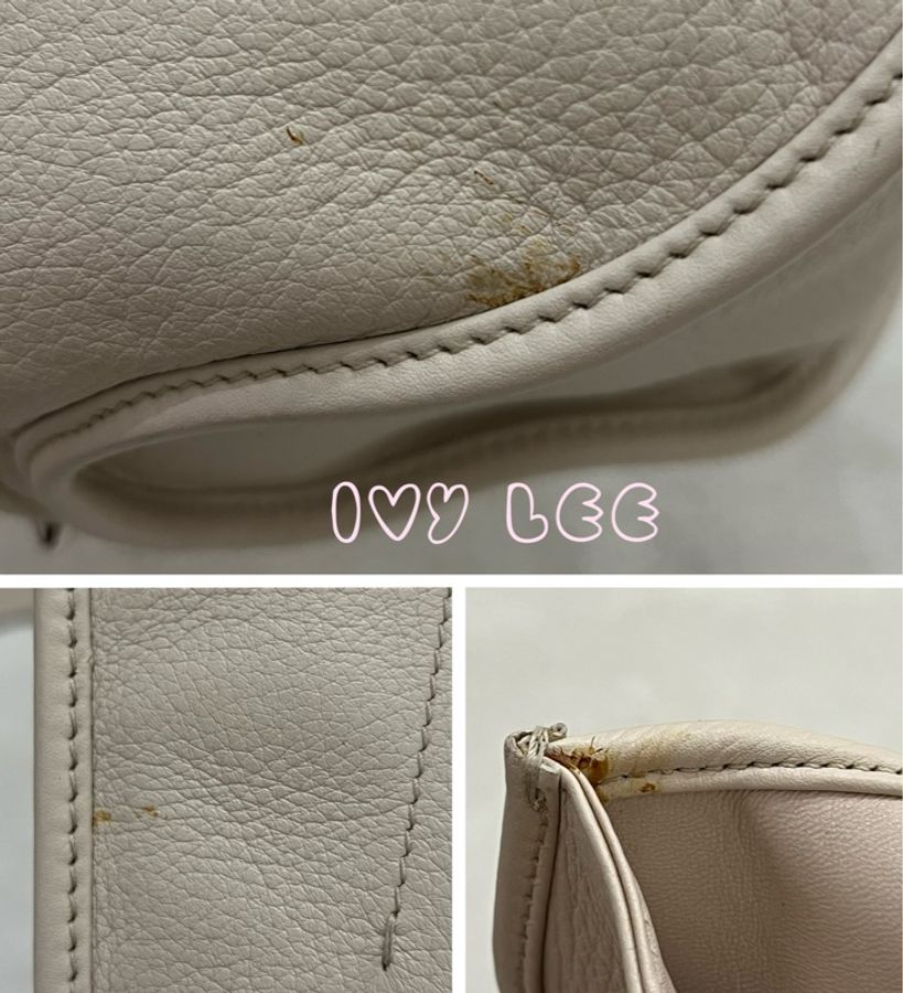 Dior Tooth Bag White Silver Leather 肩背包 手提包 米白色VINTAGE 二手精品-9