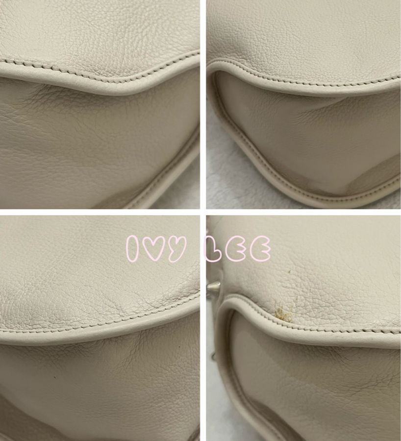 Dior Tooth Bag White Silver Leather 肩背包 手提包 米白色VINTAGE 二手精品-10